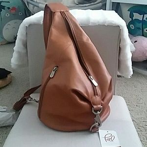 Piel Zip Front Leather Backpack